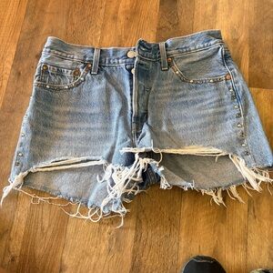 Levi's Light Blue Distressed Jean Shorts